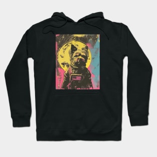 Vintage and vivid yorkshire dog astronaut portrait Hoodie